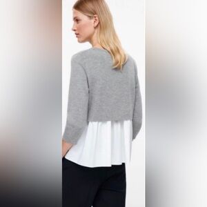 COS Gray Sweater with Layered Shirt Back
